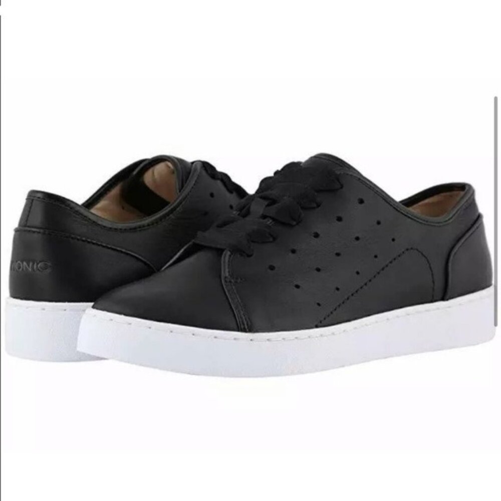VIONIC | Keke Arch Support Fashion Sneakers | Black Leather | 9.5